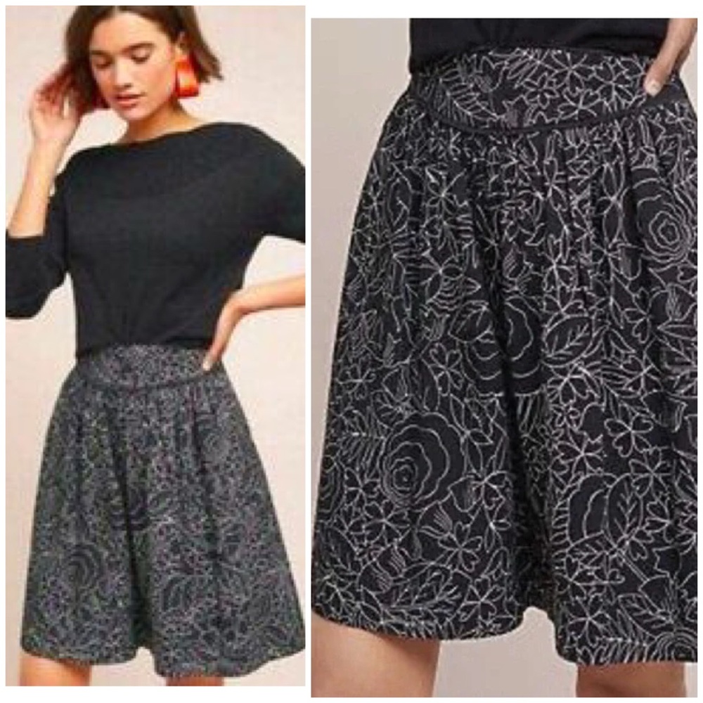 Anthropologie 38 of 52 Conversations Floral A-line Skirt Size 4 NWOT